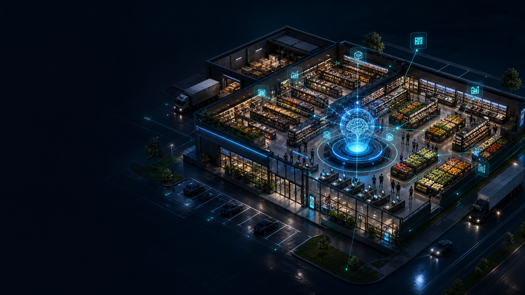 3D smart supermarket transformation scene